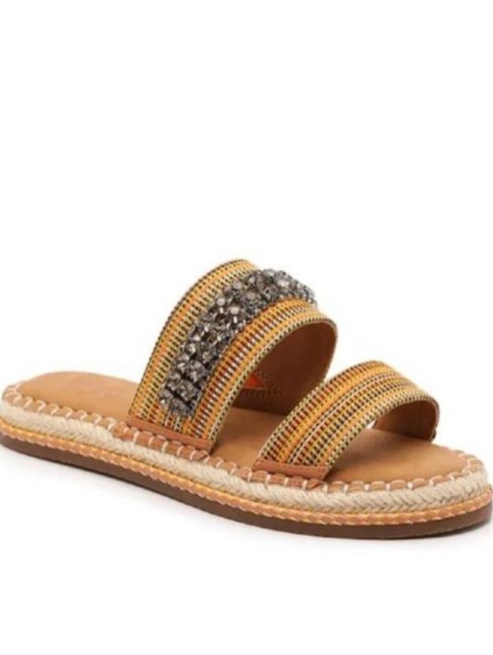 Crown Vintage• Women’s Tan Rhinestone Slide Strappy Sandal. Sz 10